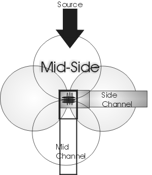 Two bidirectional or figure 8 mics in Mid-Side