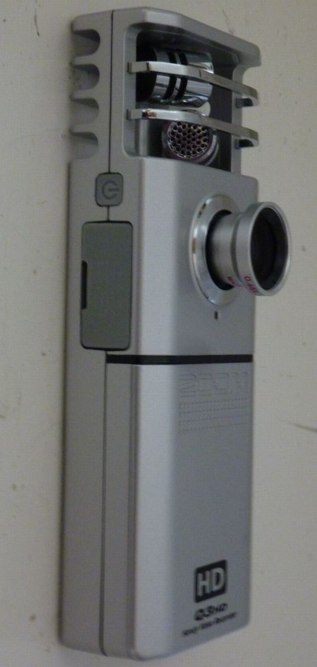 Clip-on wide angle lens shown in position on the Q3HD